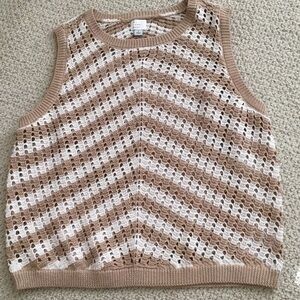 a new day Women's Tan and White Knit Sweater Vest